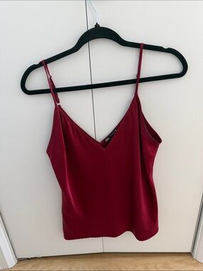 Zara Wine Red V-Neck Spaghetti Strap Camisole